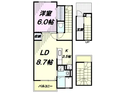ラフレシールあきる野(1LDK/3階)の間取り写真