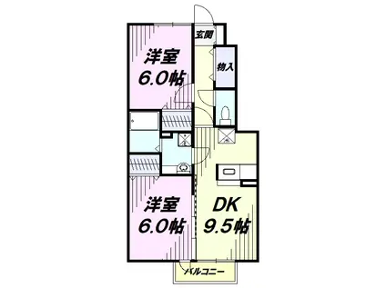 サンモール豊田(2DK/1階)の間取り写真