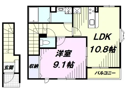 コンチェルト(1LDK/2階)の間取り写真
