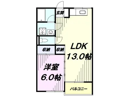 メゾン梨花(1LDK/2階)の間取り写真