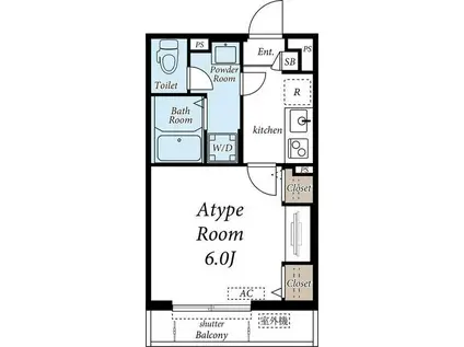 リブリ・S.GARDEN(1K/1階)の間取り写真