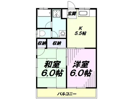 光ハイツ(2K/1階)の間取り写真