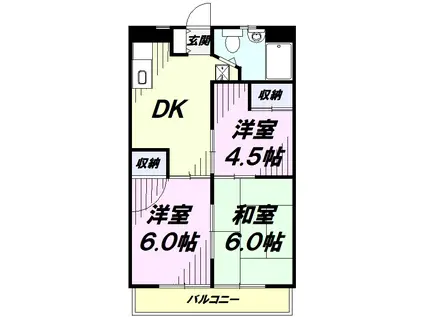 二宮ハイツ(3DK/3階)の間取り写真