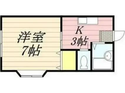 シティーライト(1K/2階)の間取り写真