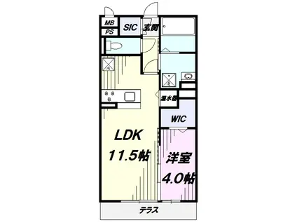 中央本線 日野駅(東京) 徒歩11分 3階建 築16年(1LDK/1階)の間取り写真