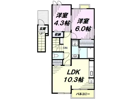 グロリアスホームⅡ(2LDK/2階)の間取り写真
