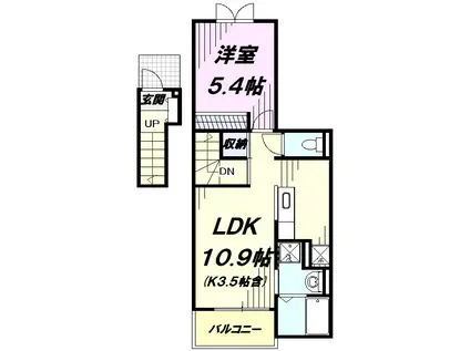 ベル フィオーレ(1LDK/2階)の間取り写真