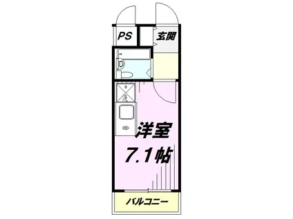 セザールヒルサイド青梅(ワンルーム/1階)の間取り写真