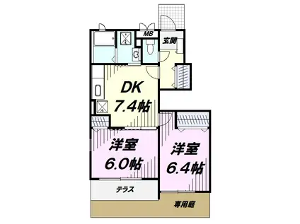 グランフィオーレ(2DK/1階)の間取り写真