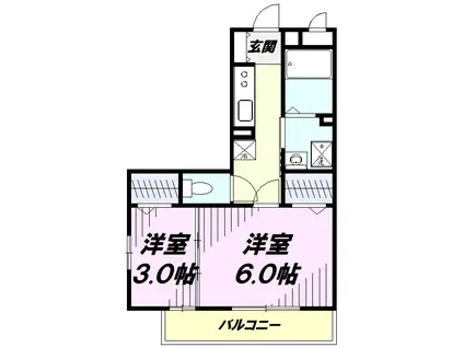 シェドゥーヴル(2K/3階)の間取り写真