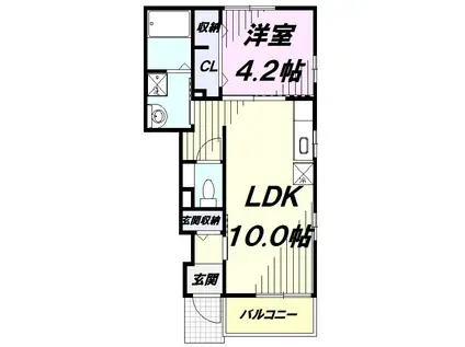 ル シエル(1LDK/1階)の間取り写真