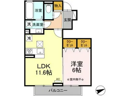 メルヴェーユ(1LDK/1階)の間取り写真