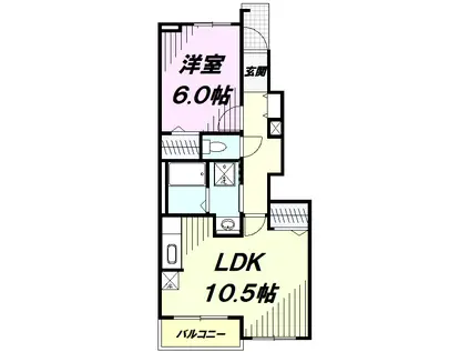 ツイン アヴニールⅠ(1LDK/1階)の間取り写真