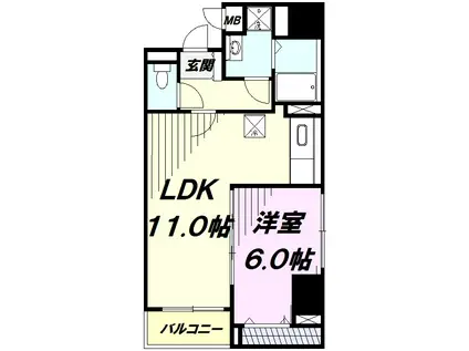 TS レガシア(1LDK/2階)の間取り写真