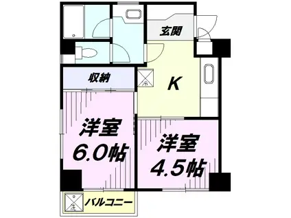 日神パレス青梅(2K/5階)の間取り写真