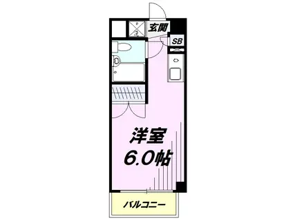 ONES RESIDENCE立川錦町(ワンルーム/1階)の間取り写真