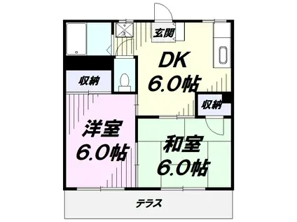 第二フラワーハイツ(2DK/2階)の間取り写真