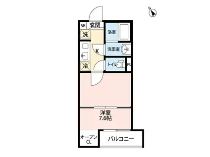 レジデンスウエスト小作(1K/2階)の間取り写真