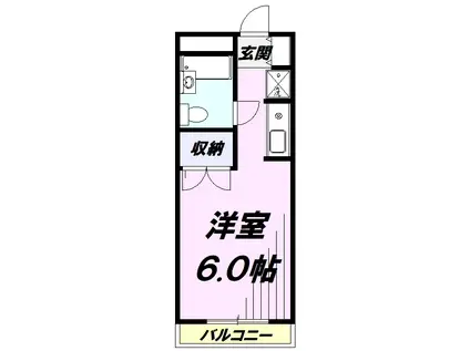 グリーンハイツ西町(ワンルーム/2階)の間取り写真