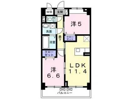 ラフィナージュ(2LDK/4階)の間取り写真