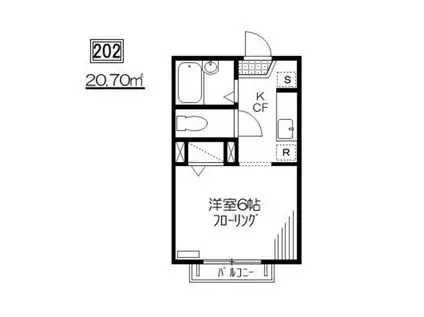 パルコートS(1K/2階)の間取り写真