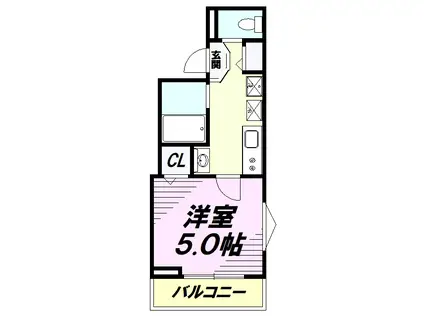 MELDIA河辺(1K/3階)の間取り写真