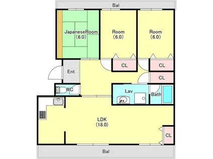 テラスレジデンス伊奈平(3LDK/3階)の間取り写真