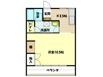 ラビアン桜(1K/3階)の間取り写真