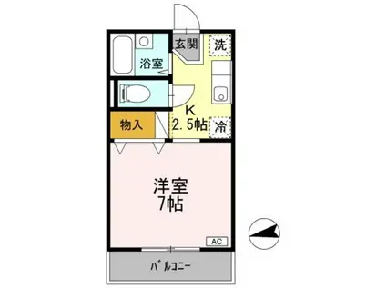 ジュネス国立(1K/2階)の間取り写真
