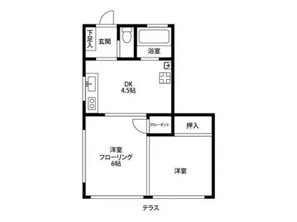 コーポ弥生(2DK/1階)の間取り写真