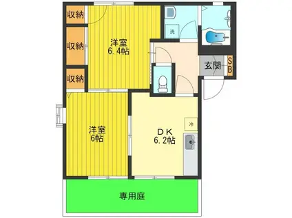 サンレイクグロリア(2DK/1階)の間取り写真