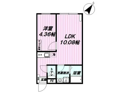 グランディール羽村(1LDK/2階)の間取り写真