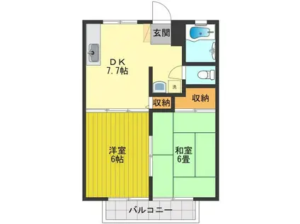 サンレイク狭山(2DK/1階)の間取り写真