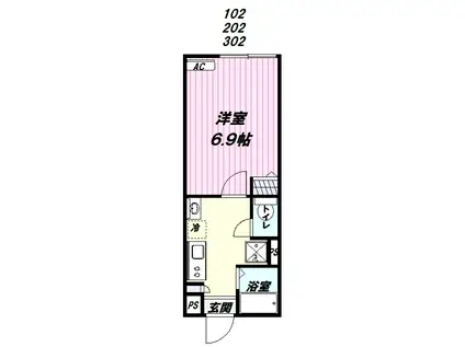 THE GARLANDS(1K/3階)の間取り写真