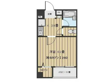 カトル・セゾンⅠ(1K/2階)の間取り写真