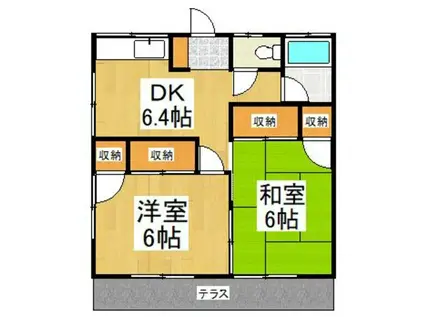 明城コーポ(2DK/1階)の間取り写真