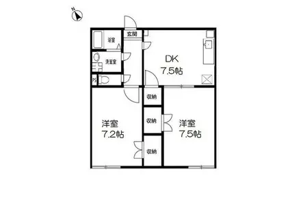 アンプルールフェールメルベェイユー(2DK/3階)の間取り写真