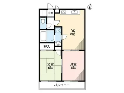 シャンブルド昭島(2DK/2階)の間取り写真