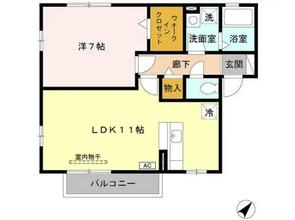 ブリック東松原(1LDK/2階)の間取り写真