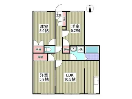 グランデュール瀬戸岡(3LDK/1階)の間取り写真