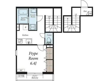 リブリ・O&Y(1K/2階)の間取り写真