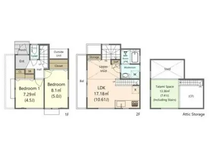青梅線 中神駅 徒歩13分 2階建 築3年(2LDK)の間取り写真