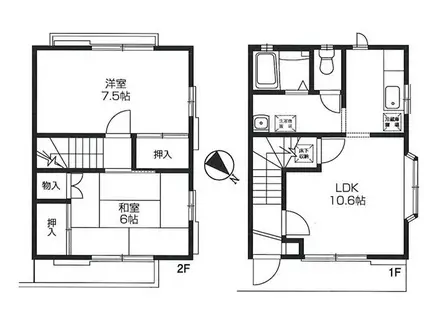 井上テラスハウスC(2LDK)の間取り写真