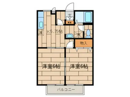 セレブレイトB(2K/2階)の間取り写真