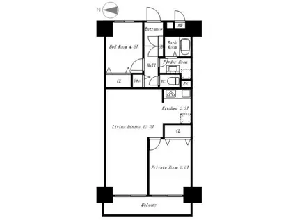グリーンサイド東青梅(2LDK/7階)の間取り写真