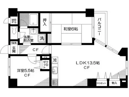 日神パレス立川第二(2LDK/2階)の間取り写真