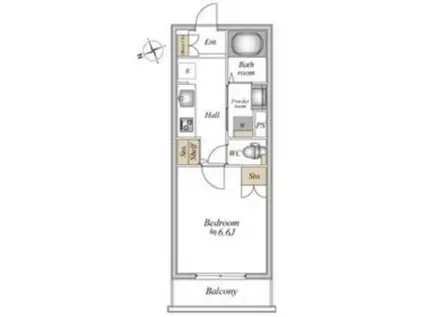 ザ・フォレスト立川(1K/1階)の間取り写真