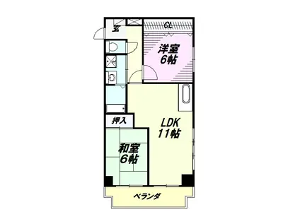 リバーサイド西八王子(2DK/3階)の間取り写真