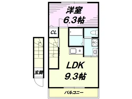アクアシティ追分(1LDK/2階)の間取り写真