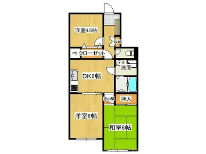 ソレイユアヴリル(3DK/2階)の間取り写真